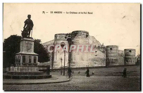 Angers Cartes postales Statue du Roi Rene et le chateau