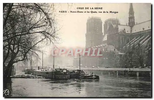 Ansichtskarte AK Crue de la Seine Paris Notre Dame et les quais vus de la Morgue