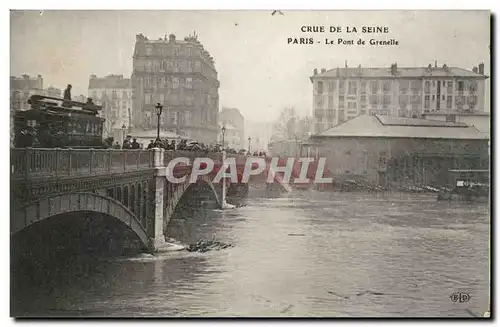 Cartes postales Crue de la Seine Paris inondations de paris Le pont de Grenelle