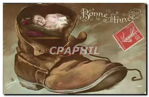 Cartes postales Voeux Bonne annee chaussure