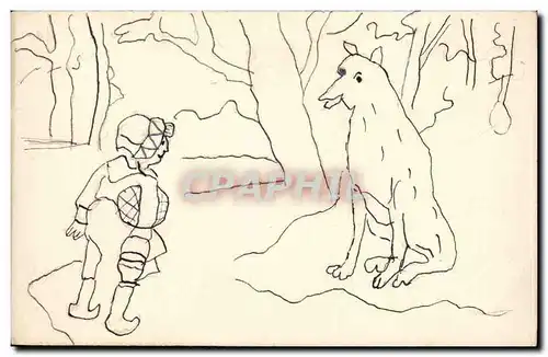 Fantaisie Cartes postales Enfant et chien