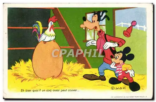 Fantaisie Ansichtskarte AK disney Donald Pluto Et bien quoi ? un coq aussi peut couver