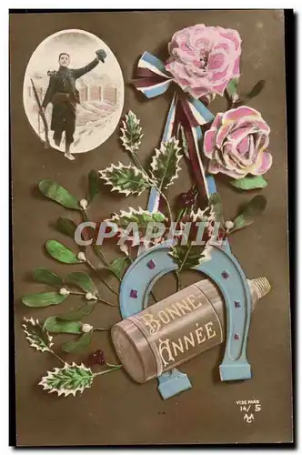 Fantaisie Cartes postales Bonne annee militaria fer a cheval