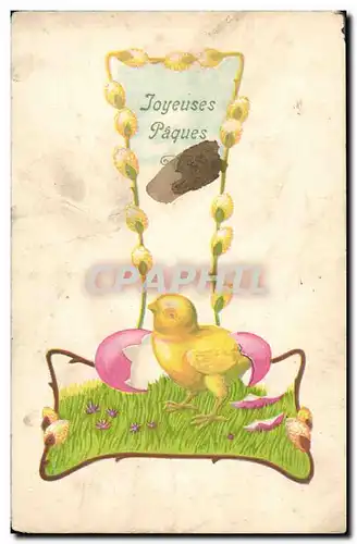Fantaisie Cartes postales Joyeuses Paques poussin