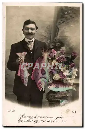 Fantaisie Cartes postales Joyeuses Paques poisson