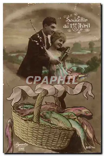 Fantaisie Cartes postales Joyeuses Paques poisson 1er avril enfant soldat
