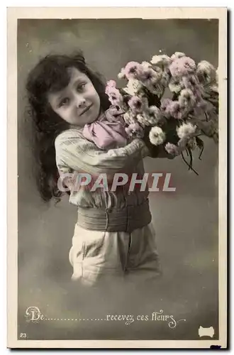 Fantaisie Cartes postales Enfants Recevez mes fleurs