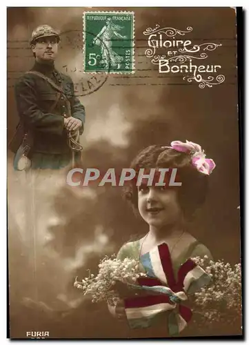 Cartes postales Fantaisie Gloire bonheur (militaria)