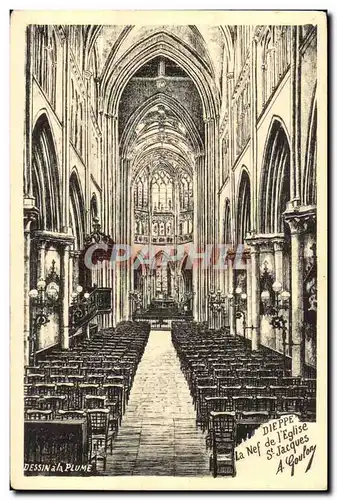 Dieppe Cartes postales La nef de l&#39eglise Saint Jacques