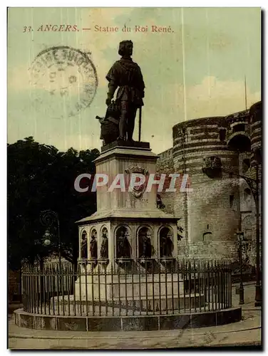 Angers Cartes postales Le chateau Statue du Roi Rene