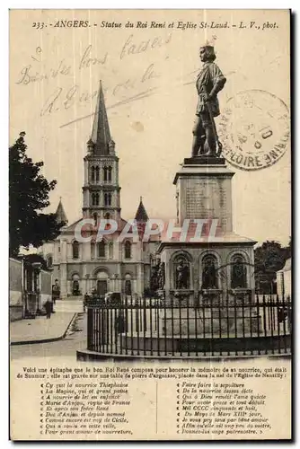 Angers Ansichtskarte AK Le chateau Statue du Roi Rene Eglise St Laud