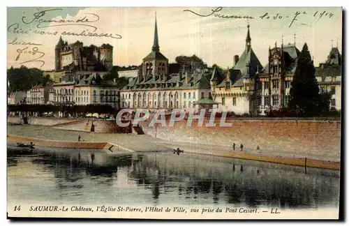 Saumur Ansichtskarte AK Le chateau l&#39eglise St pierre l&#39hotel de ville vue pise du pont Cessart