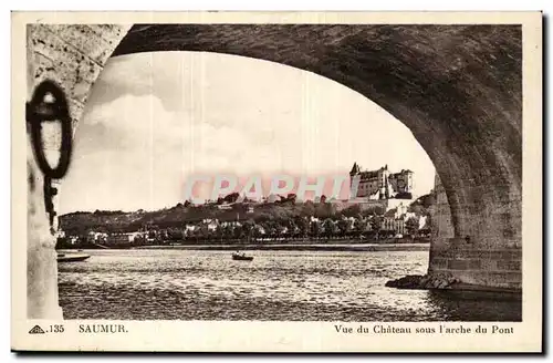 Saumur Cartes postales Vue du chateau sous l&#39arche du pont