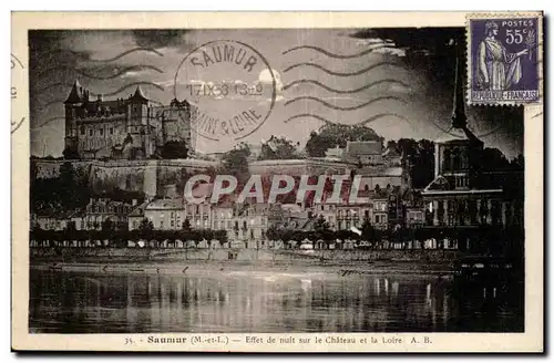 Saumur Cartes postales Effet de nuit sur le chateau et la loire