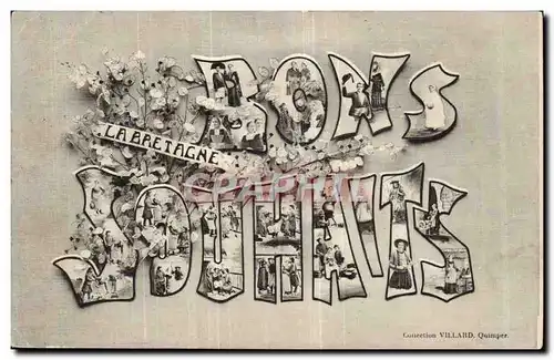 Fantaisie Cartes postales La Bretagne Bons souhaits