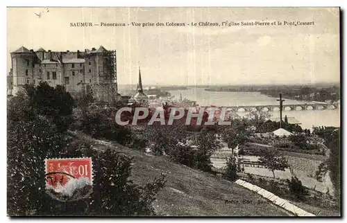 Saumur Ansichtskarte AK Panorama Vue des coteaux Le chateau l&#39eglise Saint Pierre et le pont Cessart