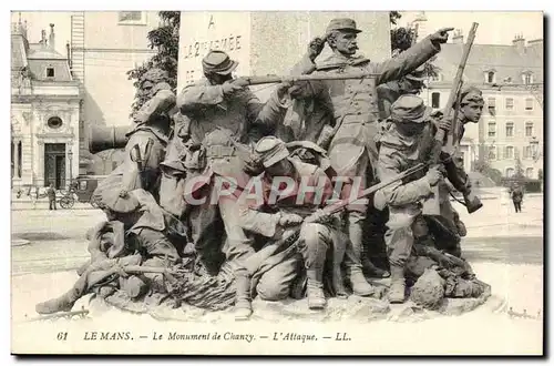 Le Mans Cartes postales Le monument de Chanzy L&#39attaque (soldats militaria)