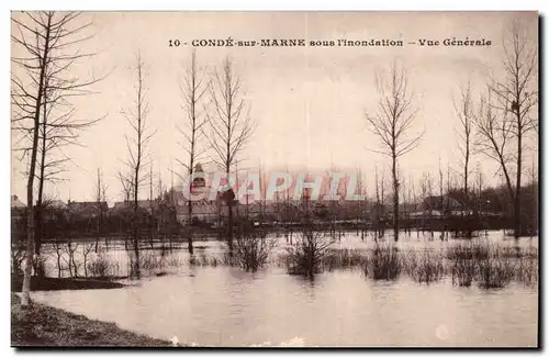 Conde-su-r Marne- sous l&#39inondation- Vue Generale-Cartes postales