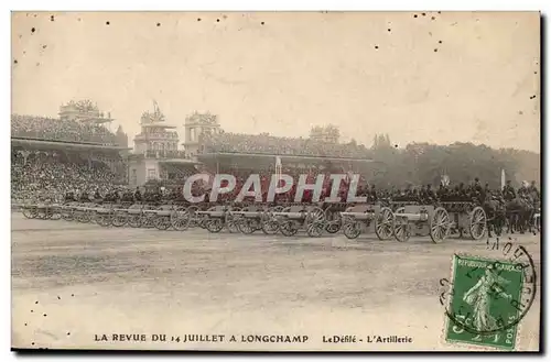 Cartes postales the review of July 14th has Longchamp the procession the artillery