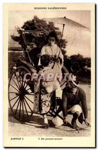 Cartes postales Missions salesiennes Japon Japan Nippon En pousse pousse ( folklore Costume )