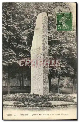 Rouen Cartes postales Jardin des plantes La pierre runique