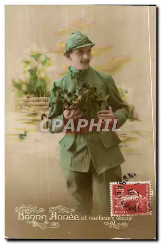 Ansichtskarte AK Fantaisie Homme Bonne annee (militaria militaire)