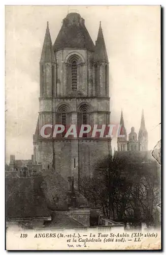 Angers Cartes postales La tour Saint Aubin et la cathedrale (cote sud)