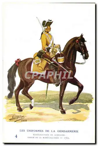 Cartes postales Les uniformes de la gendarmerie MArechausee de Lorraine 1763 Metiers