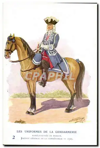 Cartes postales Les uniformes de la gendarmerie MArechausee Prevot generale de la connetablie 1725 Metiers
