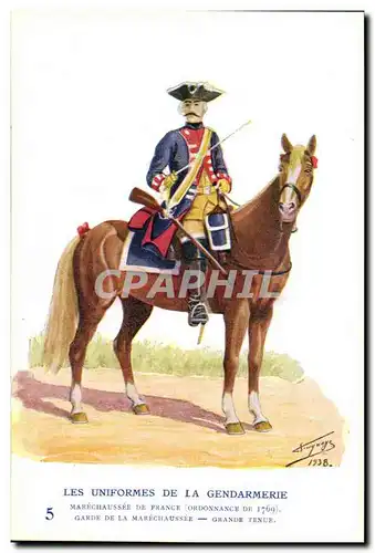 Cartes postales Les uniformes de la gendarmerie MArechausee Garde Grande tenue 1769 Cheval Metiers