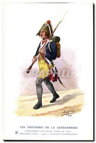 Cartes postales Les uniformes de la gendarmerie MArechausee Gendarme a pied 1793 Bataille d&#39Hondschoote Metie