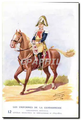Cartes postales Les uniformes de la gendarmerie MArechausee General inspecteur 1805-1810 Metiers