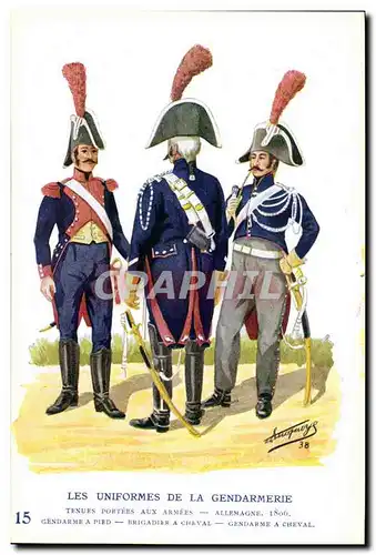 Ansichtskarte AK Les uniformes de la gendarmerie MArechausee Brigadier Gendarme cheval 1806 Allemagne Germany Met