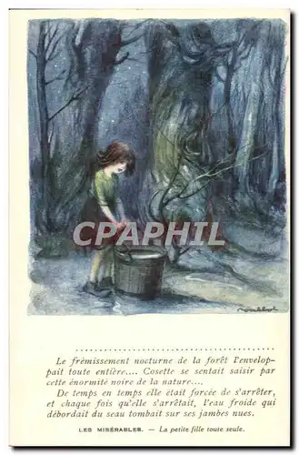 Cartes postales Fantaisie Victor hugo Les Miserables La petite fille toute seule Cosette Illustrateur Litteratur