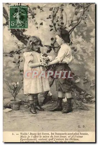 Fantaisie - Enfants - Voila dans les livres les bouquets sont plus beaux -Marthe Varlet - Cartes postales