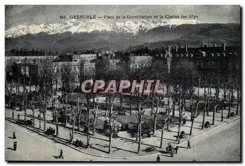 Isere - Grenoble - Place de la Constitution et la Chaine des Alpes - Ansichtskarte AK