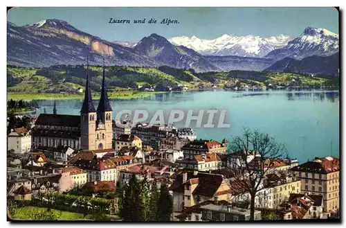 Ansichtskarte AK Suisse Luzern und die Alpen