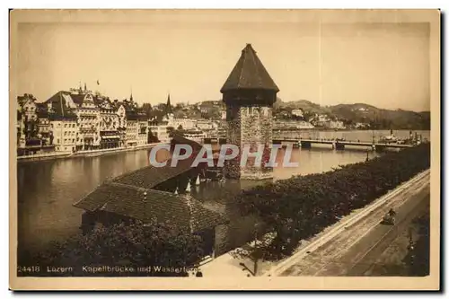 Ansichtskarte AK Suisse Luzern Kapellbrucke und Wasserturn