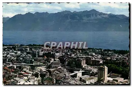 Cartes postales moderne Suisse Lausanne Vue aerienne avec les Alpes de Savoie