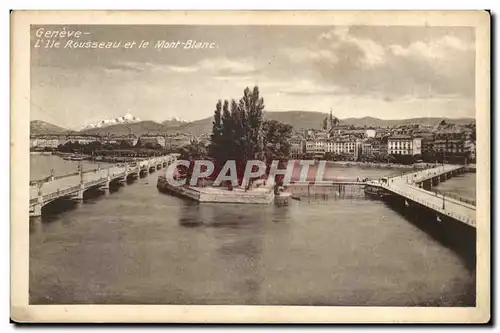 Suisse - Geneve - L&#39ile rousseau et le mont Blanc - Ansichtskarte AK