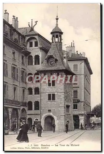 Suisse - Geneve - la Tour du molard - couple - horloge - Ansichtskarte AK