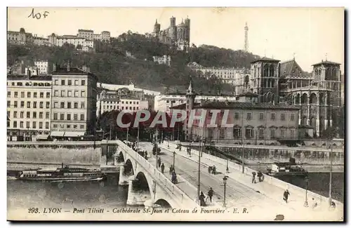 Lyon- Pont Tilsitt- Cathedrale St-Jean et Coteau de Fourviere- Ansichtskarte AK