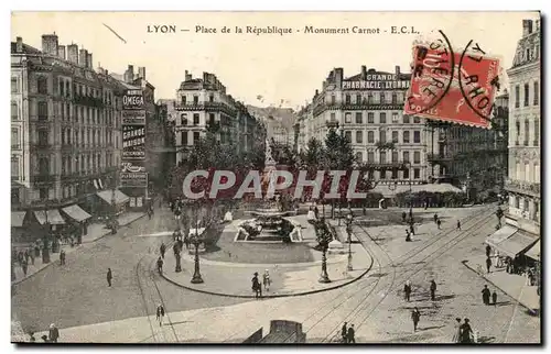 Lyon-Place de la Rebublique- Monument Carnot - Ansichtskarte AK