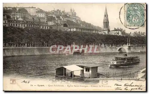 Lyon-Quai Fulchiron- Eglise Saint -Georges- Coteau de Fourviere- Ansichtskarte AK