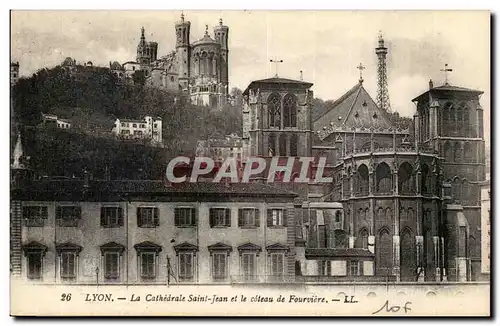 Lyon- La Cathedrale Saint-Jean et le coteau de Fourviere- Ansichtskarte AK