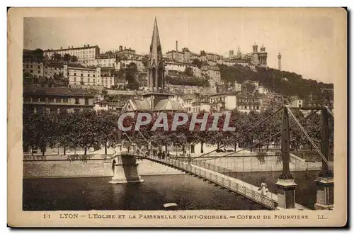 Lyon- L&#39eglise et la Passerelle Saint-Georges- Coteau de Fourviere- Cartes postales