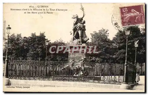 Quimper Cartes postales Monument eleve a la memoire de la tour d auvergne et des morts pour la patrie