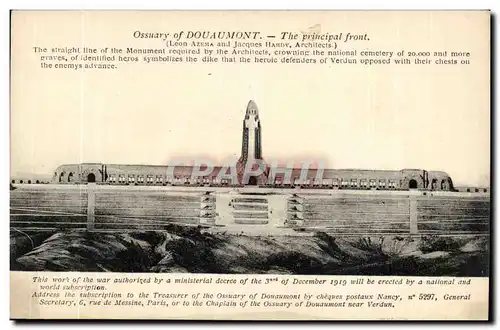 Verdun- Ossuary of Douaumont- The principal front- Monument crowning the national cemetary of 20 000