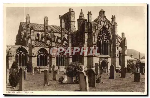 Scotland-- Melrose Abbey From S:W: -Cartes postales
