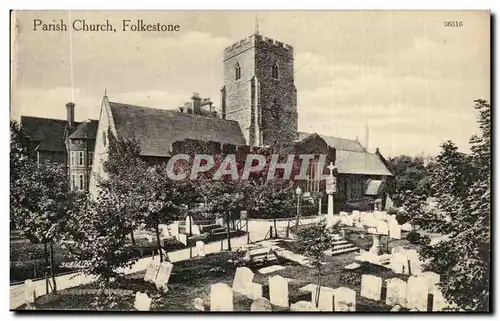 Kent- Folkeston Parish Church -Ansichtskarte AK